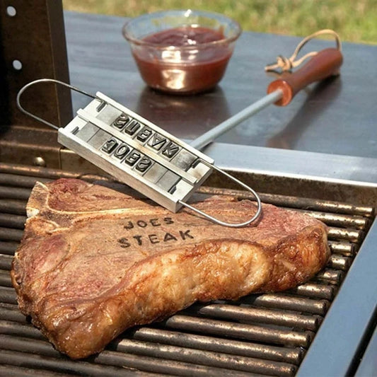 BBQ Branding Iron DIY Barbecue Letter Printed BBQ Steak Tool Meat Grill Forks Accessories Kitchen Gadgets