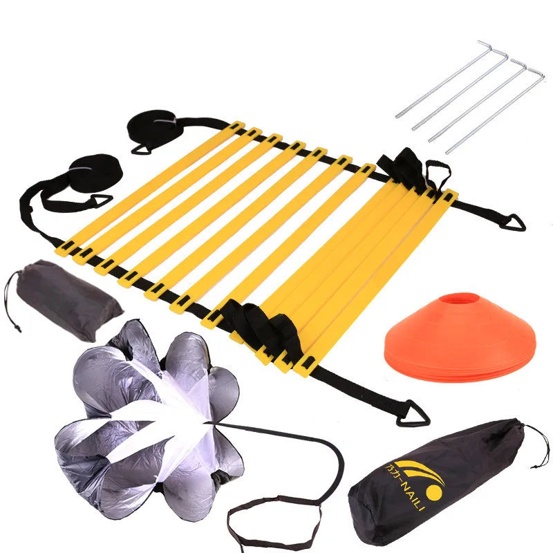 Footwork Fitness Set Soccer Football Speed Agility Training Ladder Marker Disc Resistance Parachute Rope skipping Equipment Kit