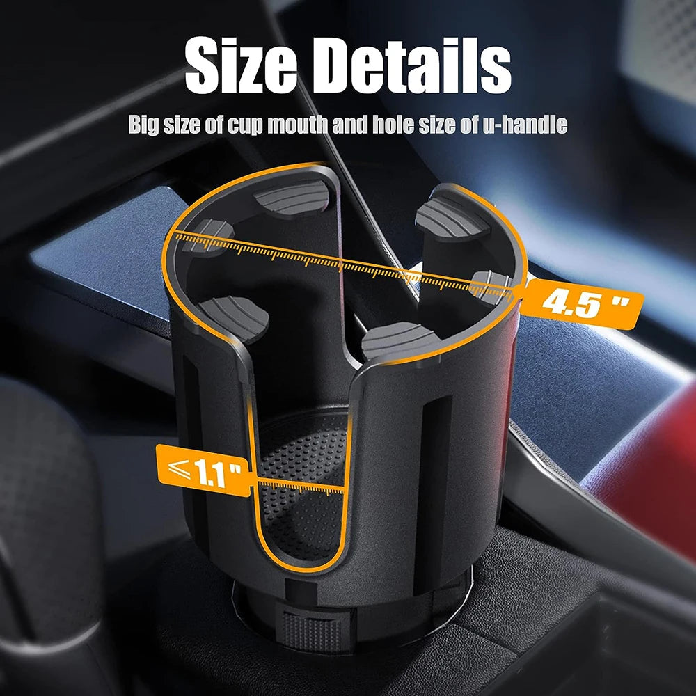 Car Cup Holder Expander with Offset Adjustable Base for Yeti 20/36/40oz Hydro Flasks 32/40oz Diameter Bottles in 3.4"-4"