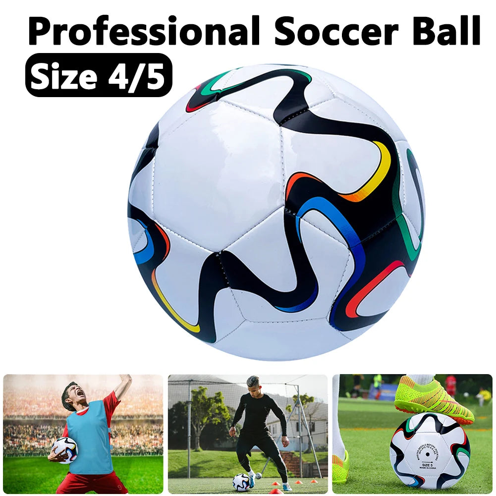 Soccer Ball Size 4/5 Wear Resistant Machine-Stitched Football PU Sports Football Non Slip for Indoor Outdoor Play