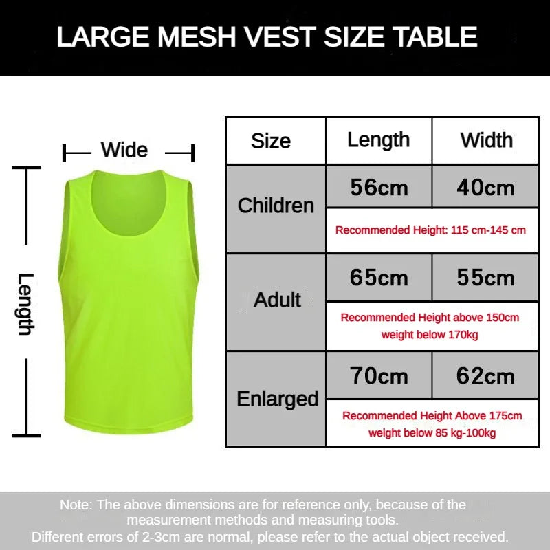 Children and Adults Soccer Pinnies 6PCS Quick Drying Football Jerseys Vest Scrimmage Practice Sports Vest Breathable Team Training