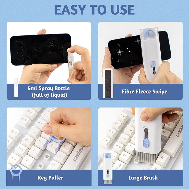 7-in-1 Keyboard Cleaning Kits Airpods Cleaner Headset Cleaner Pen Laptop Screen Cleaning Bluetooth Earphones Cleaning Kit